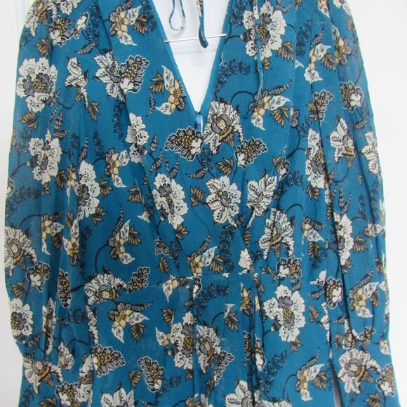 Derek Lam Silk/Cotton Dress,floral, sz.6, lined, dark turquoise - Picture 3 of 8